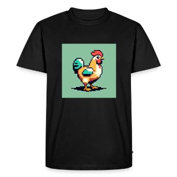 A naughty chicken in retro pixel art - Men's Premium Organic T-Shirt - black - Front - Nico (187cm)