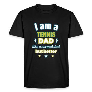 Papa TENNISMAN,Cadeau de fête des pères,Tennis - T-shirt Premium bio Homme - noir - Devant - Nico (187cm)