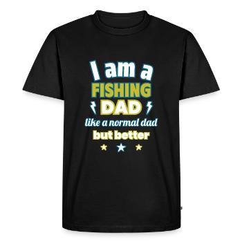 Papa PÊCHE, Cadeau de fête des pères, Pêche - T-shirt Premium bio Homme - noir - Devant - Nico (187cm)