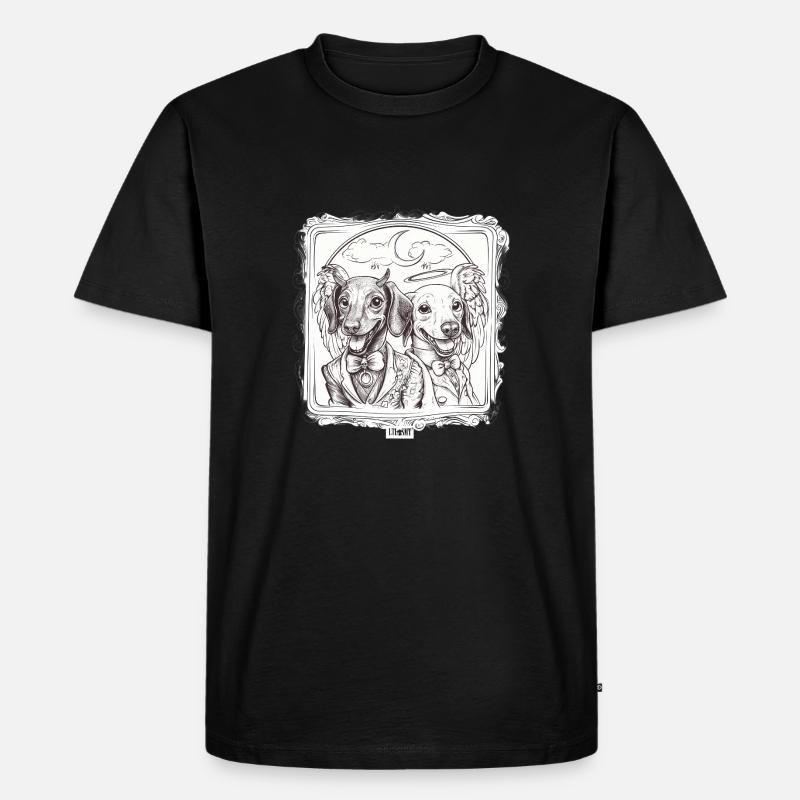 Teufel vs. Engel Dackel - Männer Premium Bio T-Shirt - Schwarz