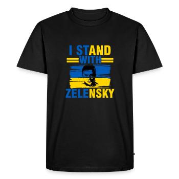 je supporte zelenzky contre  - Ukraine - T-shirt Premium bio Homme - noir - Devant - Nico (187cm)