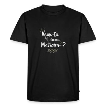 Veux tu être ma marraine - T-shirt Premium bio Homme - noir - Devant - Nico (187cm)