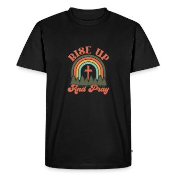 Rise up and pray - Men's Premium Organic T-Shirt - black - Front - Nico (187cm)