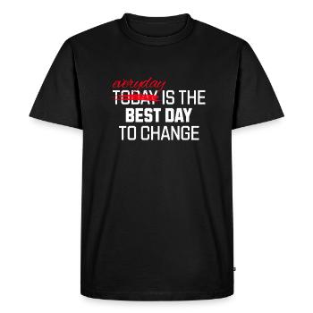 Chaque jour est le meilleur jour pour changer - T-shirt Premium bio Homme - noir - Devant - Nico (187cm)