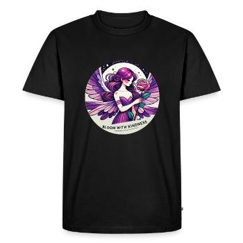 Bloom with Kindness - Men's Premium Organic T-Shirt - black - Front - Nico (187cm)