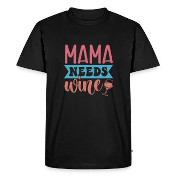 Maman a besoin de vin – Sip Happens - T-shirt Premium bio Homme - noir - Devant - Nico (187cm)