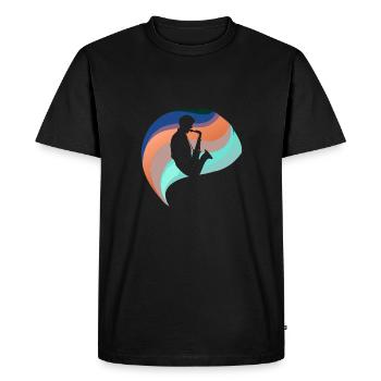 Saxophoniste Instrument à vent Brass Band - T-shirt Premium bio Homme - noir - Devant - Nico (187cm)