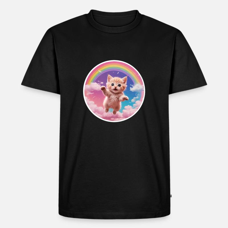 Rosa Kätzchen Regenbogen 1 - Männer Premium Bio T-Shirt - Schwarz