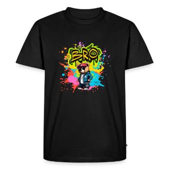 Nounours "BRO" - T-shirt Premium bio Homme - noir - Devant - Nico (187cm)