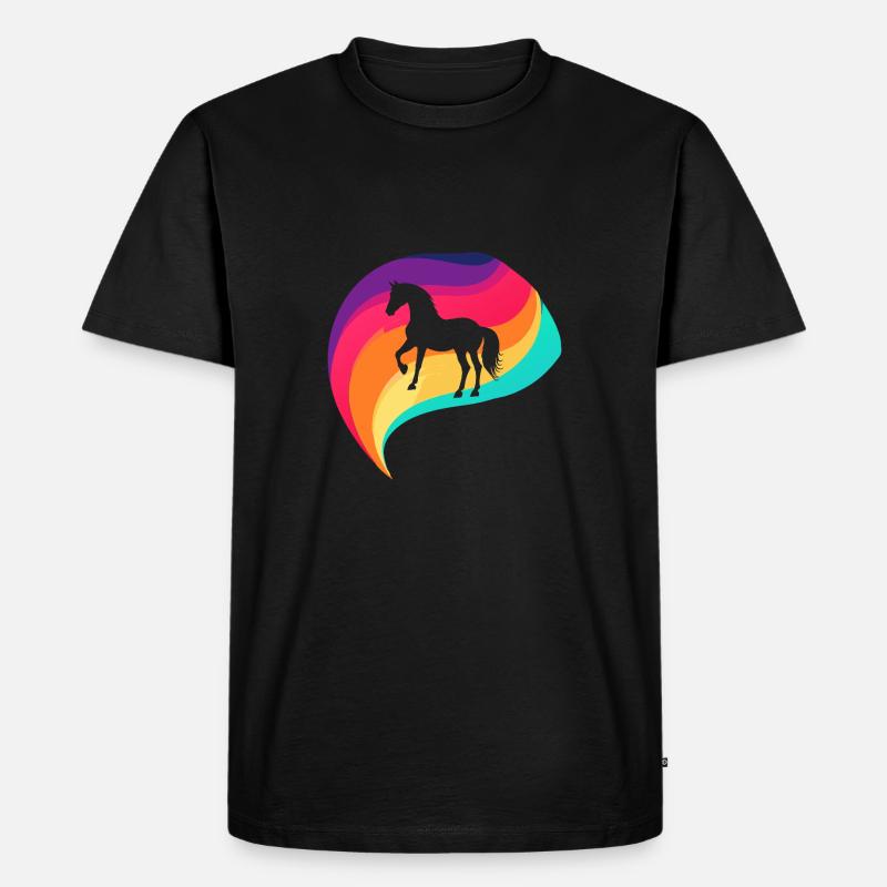 Pferde Pferd - Männer Premium Bio T-Shirt - Schwarz