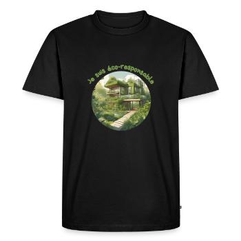 éco-responsable - T-shirt Premium bio Homme - noir - Devant - Nico (187cm)