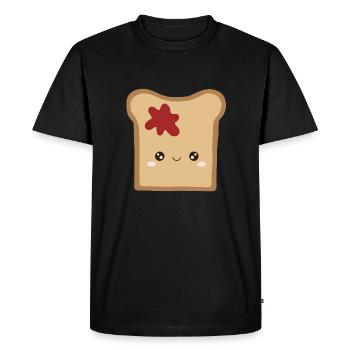Toast kawaii à la confiture - T-shirt Premium bio Homme - noir - Devant - Nico (187cm)