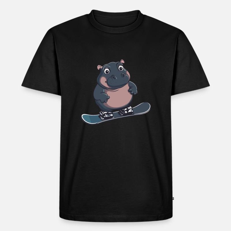 Nilpferde Snowboard Snowboarder Nilpferd - Männer Premium Bio T-Shirt - Schwarz