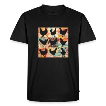 Poulet rétro floral - T-shirt Premium bio Homme - noir - Devant - Nico (187cm)