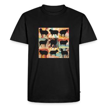 Mouton rétro floral - T-shirt Premium bio Homme - noir - Devant - Nico (187cm)