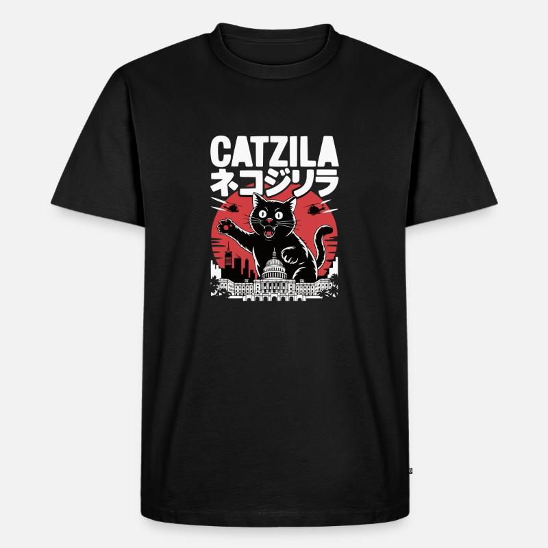 Catzilla Catzilla - Männer Premium Bio T-Shirt - Schwarz