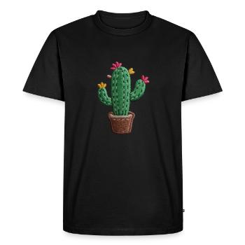 Cactus Brodé - T-shirt Premium bio Homme - noir - Devant - Nico (187cm)