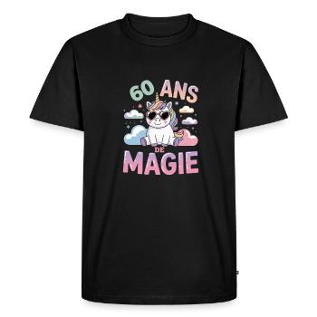 60 ans de magie - T-shirt Premium bio Homme - noir - Devant - Nico (187cm)