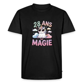 28 ans de magie - T-shirt Premium bio Homme - noir - Devant - Nico (187cm)