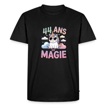 44 ans de magie - T-shirt Premium bio Homme - noir - Devant - Nico (187cm)