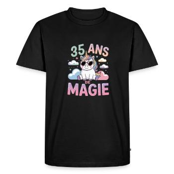 35 ans de magie - T-shirt Premium bio Homme - noir - Devant - Nico (187cm)