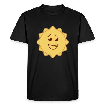 🌞 Chemise de bonne humeur avec soleil rieur - T-shirt Premium bio Homme - noir - Devant - Nico (187cm)