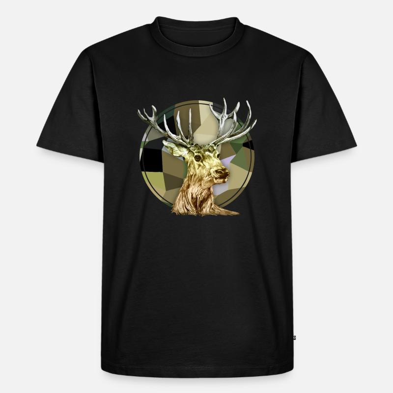 Hirsch - Männer Premium Bio T-Shirt - Schwarz