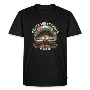 Christian Rooted and Steadfast Ephesians 3:17 - Men's Premium Organic T-Shirt - black - Front - Nico (187cm)