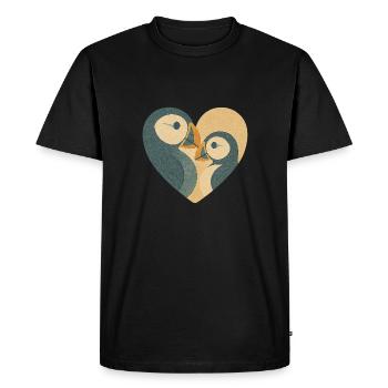 Cœur pour les macareux - T-shirt Premium bio Homme - noir - Devant - Nico (187cm)