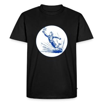 Gardien de but (bleu et blanc) - T-shirt Premium bio Homme - noir - Devant - Nico (187cm)