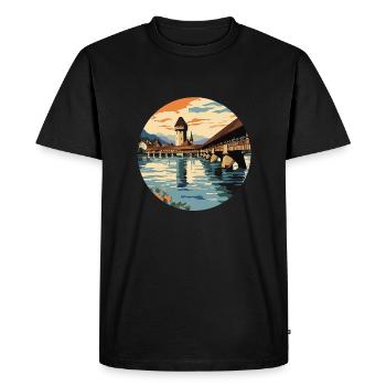 Kapellenbrücke - Suisse - T-shirt Premium bio Homme - noir - Devant - Nico (187cm)