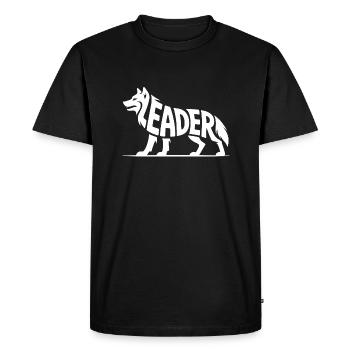 Leader - Motivational Wolf Logo - Men's Premium Organic T-Shirt - black - Front - Nico (187cm)