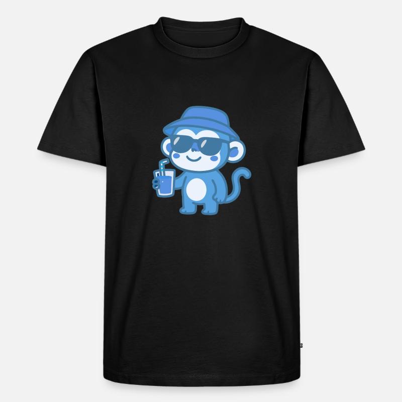 Affe Drink Erfrischung - Männer Premium Bio T-Shirt - Schwarz