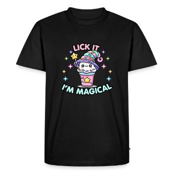 Lick It I’m Magical – Kawaii Milkshake Mage - Men's Premium Organic T-Shirt - black - Front - Nico (187cm)