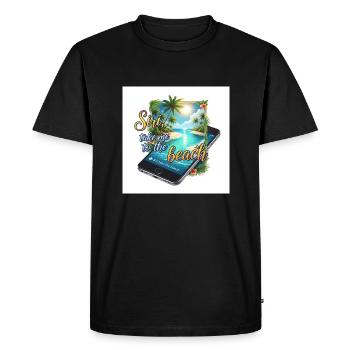 My Phone My Beach: Tropical Tech Tee - T-shirt Premium bio Homme - noir - Devant - Nico (187cm)