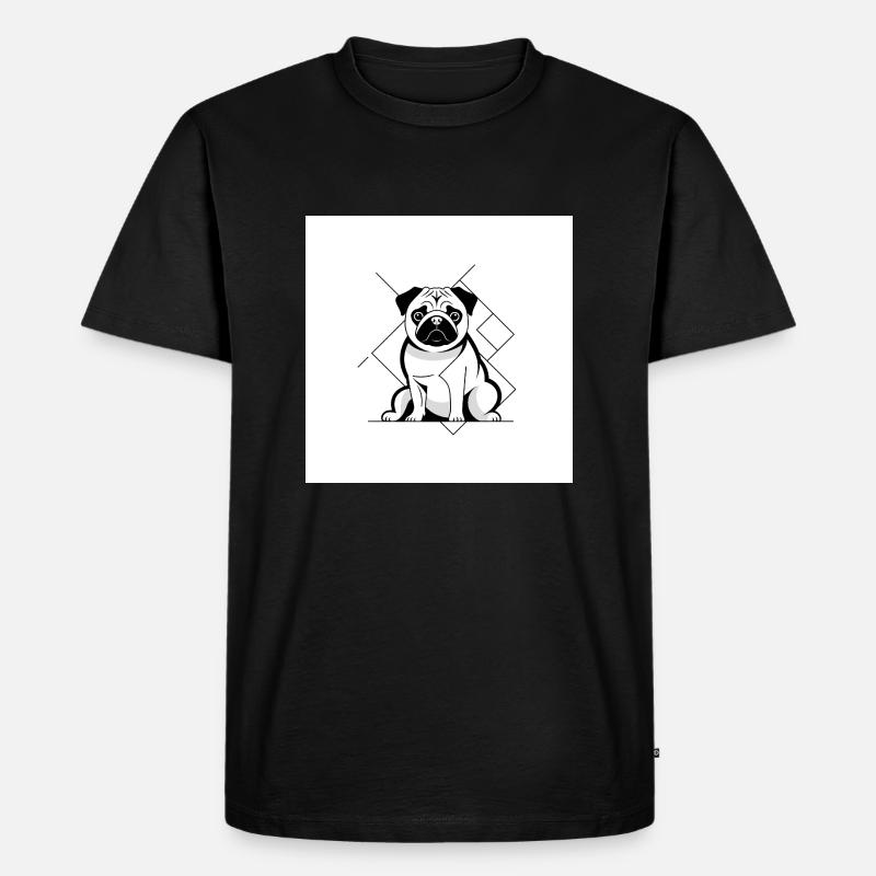 Mops Sitz - Männer Premium Bio T-Shirt - Schwarz