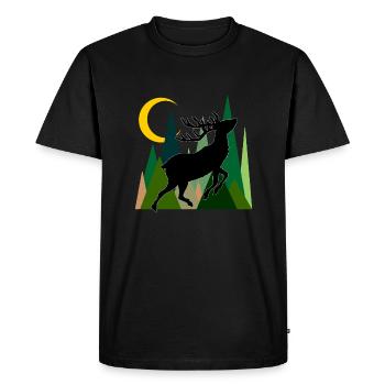 Cerf - T-shirt Premium bio Homme - noir - Devant - Nico (187cm)