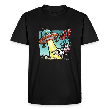 UFO cow - Men's Premium Organic T-Shirt - black - Front - Nico (187cm)