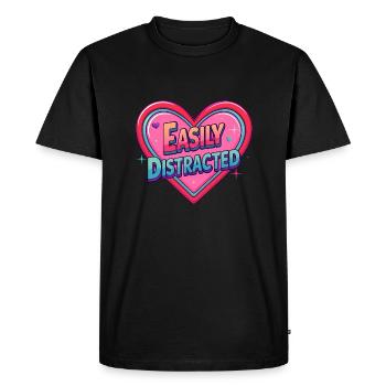 Facilement distrait - Conception de cœur rétro - T-shirt Premium bio Homme - noir - Devant - Nico (187cm)
