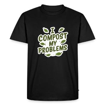 I Compost My Problems - Eco Gardening Funny Quote - Men's Premium Organic T-Shirt - black - Front - Nico (187cm)