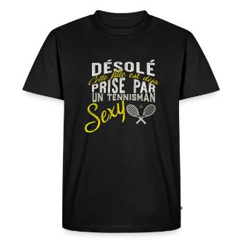 tennismen sexy t-shirt cadeau - T-shirt Premium bio Homme - noir - Devant - Nico (187cm)