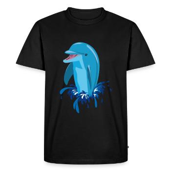 Laughing dolphin blue - Men's Premium Organic T-Shirt - black - Front - Nico (187cm)