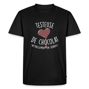 Testeuse de chocolat - T-shirt Premium bio Homme - noir - Devant - Nico (187cm)
