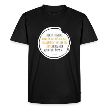 Depression Pizza noir-jaune - T-shirt Premium bio Homme - noir - Devant - Nico (187cm)