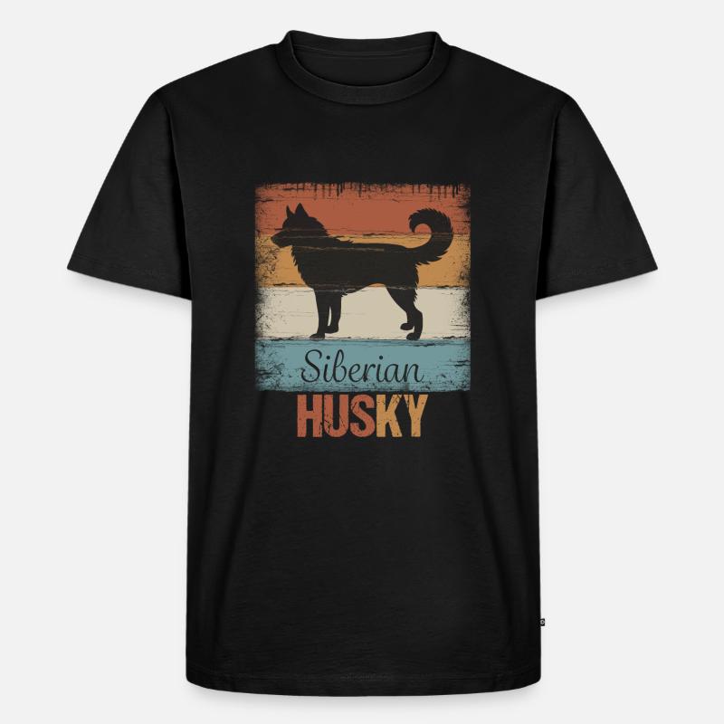 Siberian Husky Schlittenhund - Männer Premium Bio T-Shirt - Schwarz