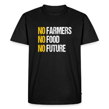 No Farmers No Food No Future T-shirt - Men's Premium Organic T-Shirt - black - Front - Nico (187cm)