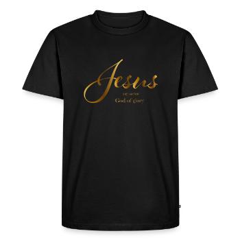 Jésus lettrage or mon sauveur Dieu de gloire - T-shirt Premium bio Homme - noir - Devant - Nico (187cm)