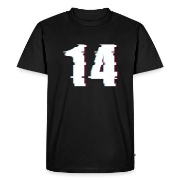 14 Fourteen Fourteen Number Effect Distorted Number - Men's Premium Organic T-Shirt - black - Front - Nico (187cm)