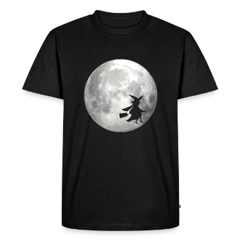 Pleine lune avec sorcière - T-shirt Premium bio Homme - noir - Devant - Nico (187cm)