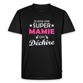 je suis une super mamie qui déchire - T-shirt Premium bio Homme - noir - Devant - Nico (187cm)